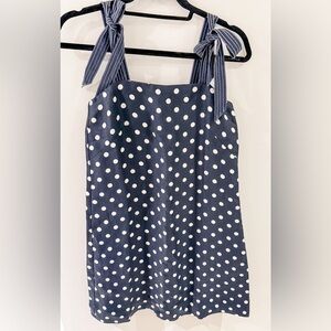 J. Crew Navy Polka Dot Dress with tie straps